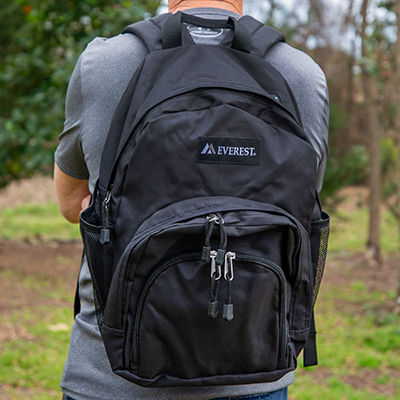 EVEREST<sup>&reg;</sup> Sporty Backpack - This backpack features two front zippered pockets with an organizer and air mesh shoulder straps for added comfort during wear. Dimensions: 17W - 13H - 7L