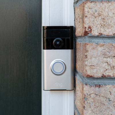 RING<sup>&reg;</sup> Video Doorbell - See, hear and speak to visitors from anywhere using your smartphone, tablet or PC and this wi-fi connected video doorbell.  180° motion detection and customizable motion zones can detect motion day or night. Crystal clear video offers live view and playback in 720HD and infrared night vision.  Also offers two-way talk with noise cancellation.  DIY installation.