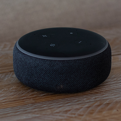AMAZON<sup>&reg;</sup> Echo™ Dot - Add this charcoal colored, compact smart speaker to any room for more enjoyment! When connected to Alexa, the cloud-based voice service, you can play music, make hands-free calls, check the weather, manage smart home devices and more. Features 1.6" speaker, dual-band Wi-Fi connectivity, Bluetooth<sup>&reg;</sup> connectivity, and 3.5 mm stereo audio output (audio cable not included).  Also holds privacy protections and controls, including a microphone off button.