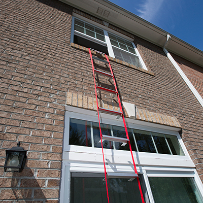 KIDDE<sup>&reg;</sup> Escape Ladder - Be prepared for an emergency with this two story, 13-foot escape ladder.  Fits most standard size windows, attaches quickly and features a tangle-free design.  Comes fully assembled for compact storage.