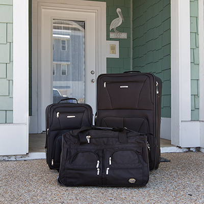 ROCKLAND<sup>&reg;</sup> 3-Piece Luggage Set - This durable, 3-piece expandable luggage set includes two expandable uprights and a 22" rolling bag.  All feature in-line skate wheel system, internally stored retractable handle system, ergonomic and comfortable padded top and side grip handles.  28" upright measures 28" H x 18" W x 12" expandable to 14" deep.  19" carry-on upright measures 19" H x 13" W x 8" expandable to 10" deep.  Rolling bag measures 26" L x 14" W x 17" H.