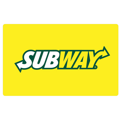 SUBWAY<sup>&reg;</sup> $25 Physical Gift Card – Use this card to buy hot and cold sandwiches, salads and cookies!